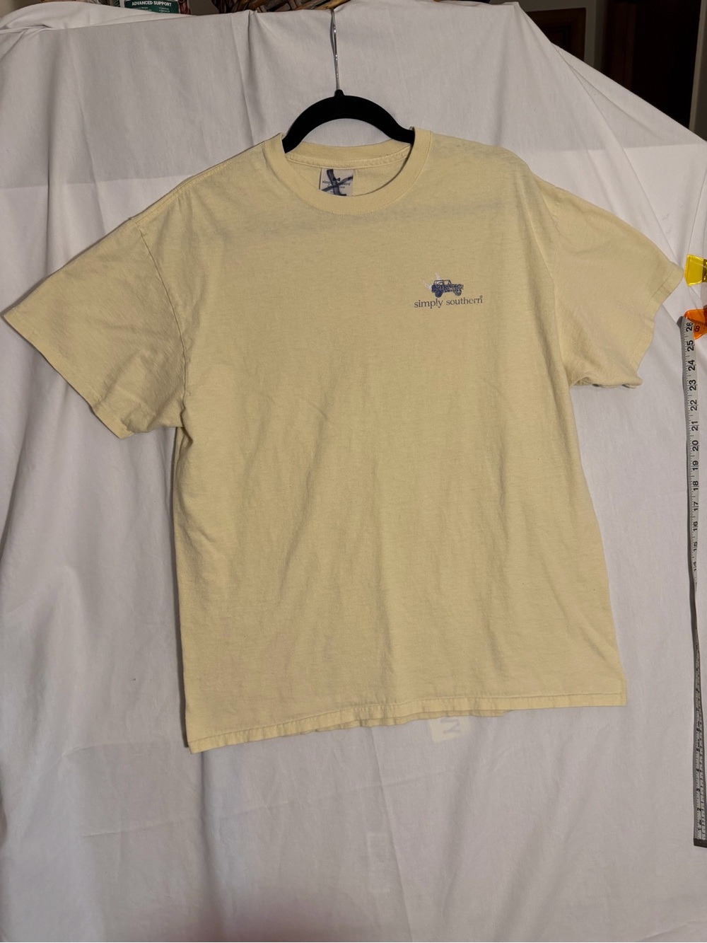 #417 Simply Southern Pale Yellow Short Sleeve Tee with Subtle Logo